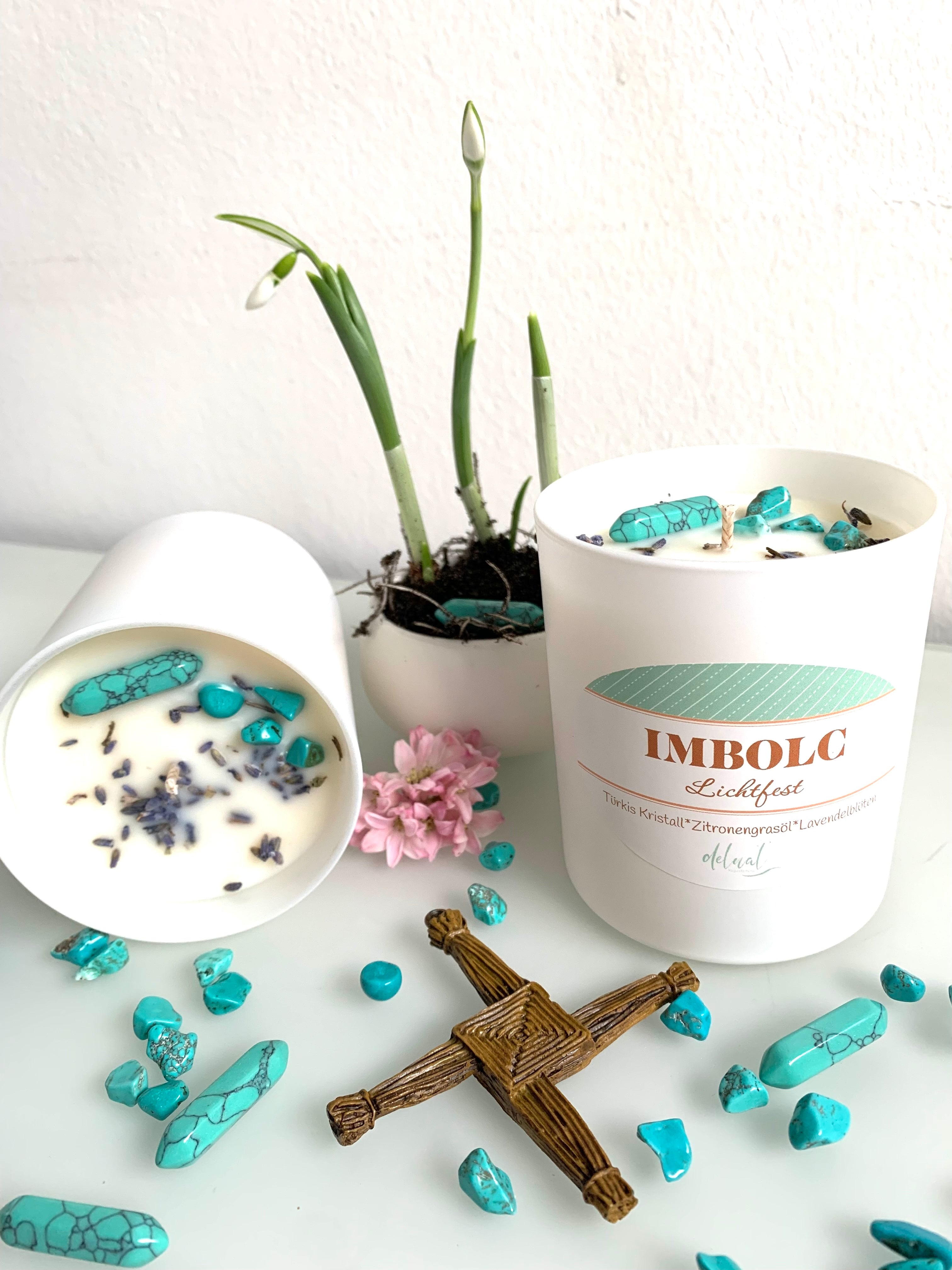 IMBOLC KRISTALLKERZE - Neubeginn, Klarheit, Visionssuche