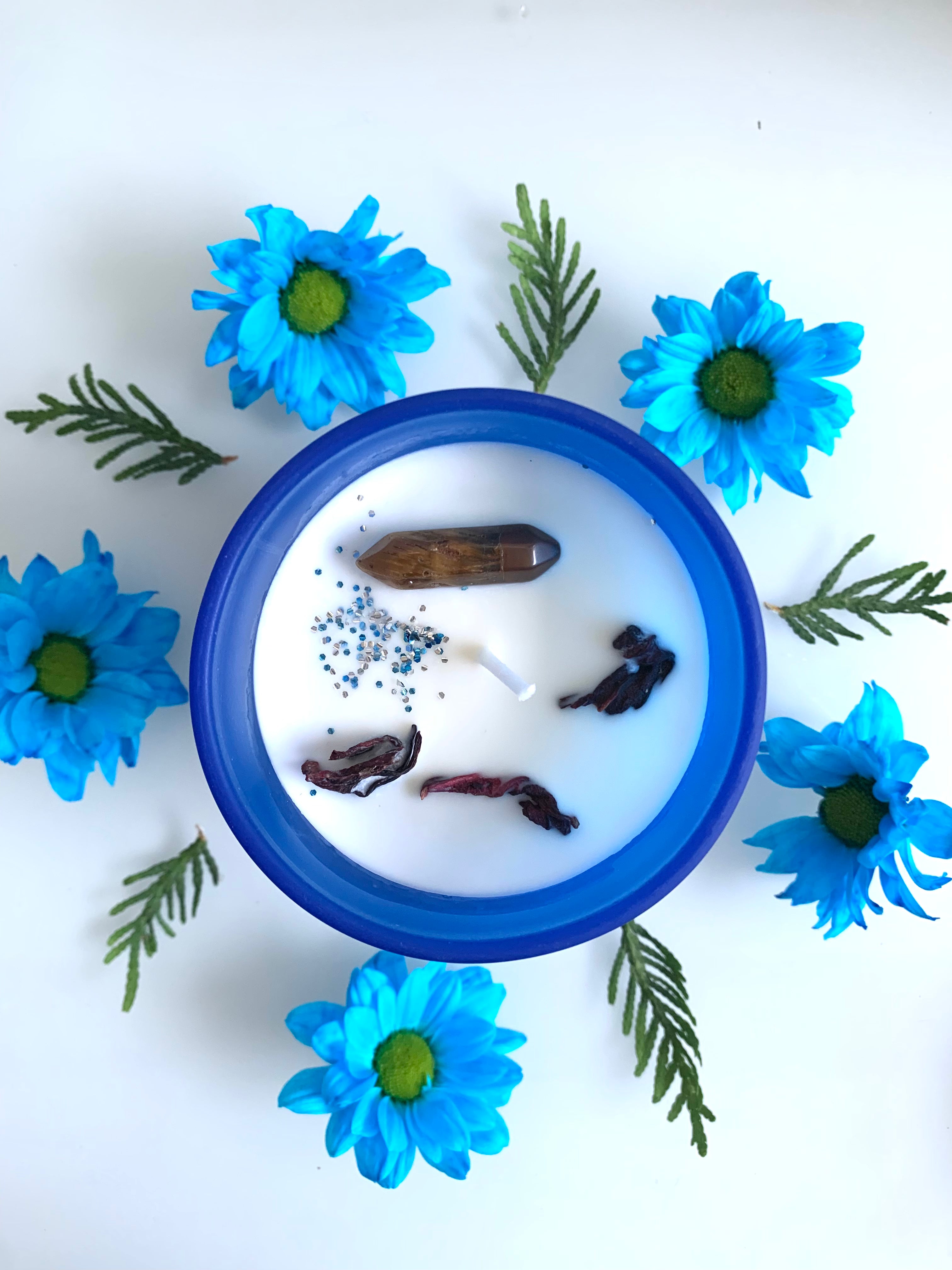 SELBSTFÜRSORGE KRISTALLKERZE "BE FREE" MIT HOLZDECKEL