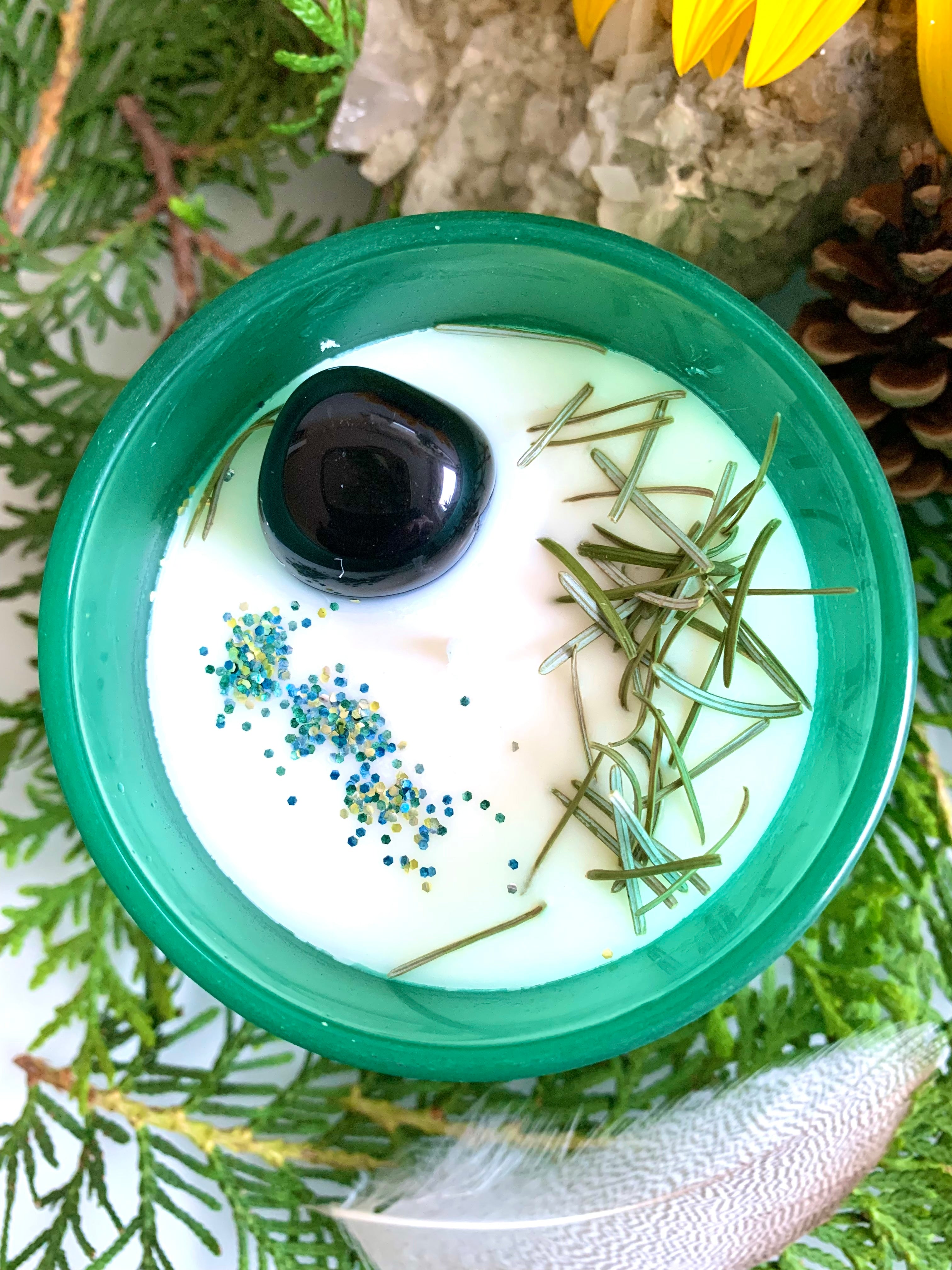 SELBSTFÜRSORGE KRISTALLKERZE "BE WILD" MIT HOLZDECKEL