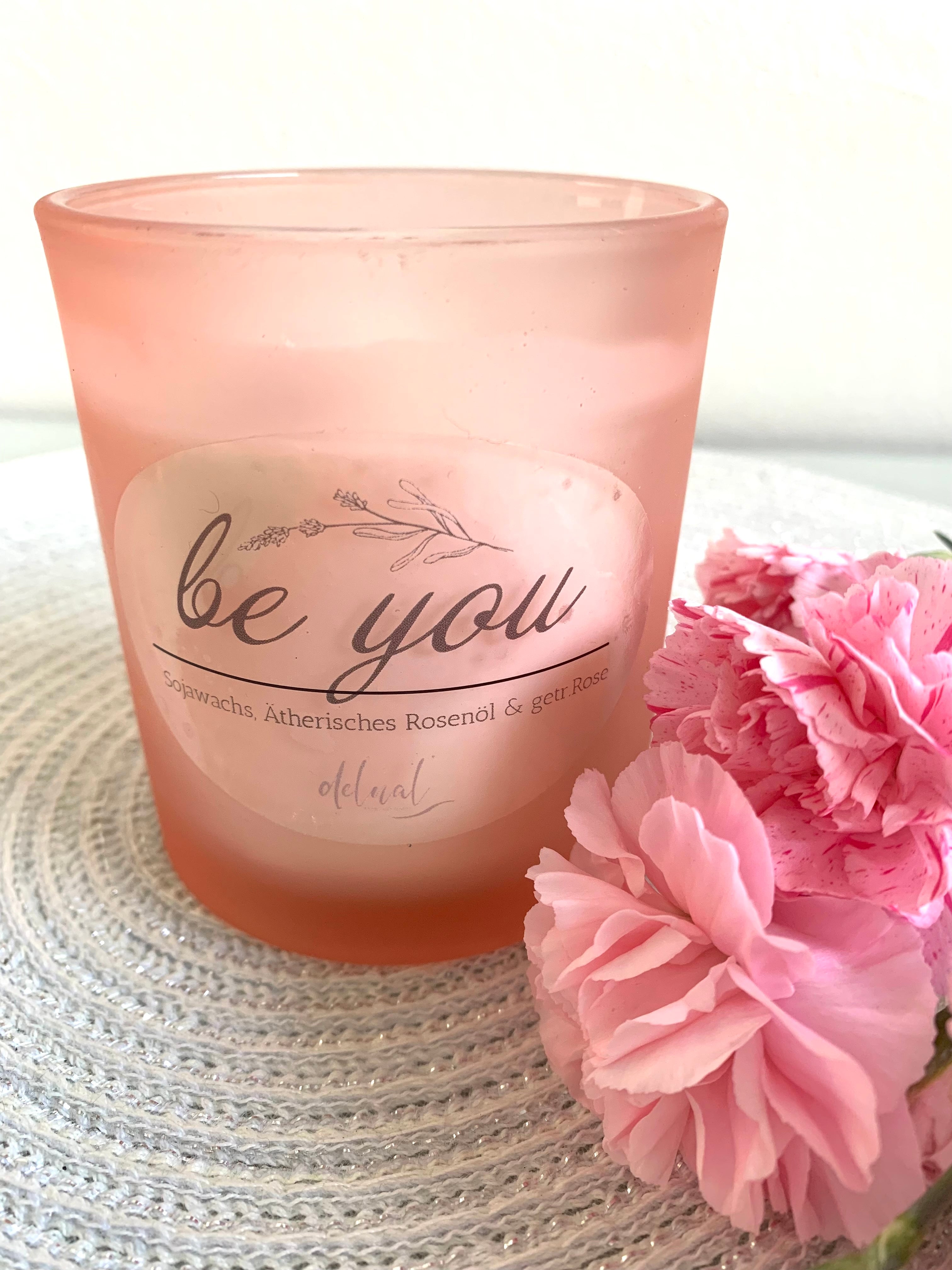 Selbstfürsorge Kristallkerze "BE YOU" mit Holzdeckel
