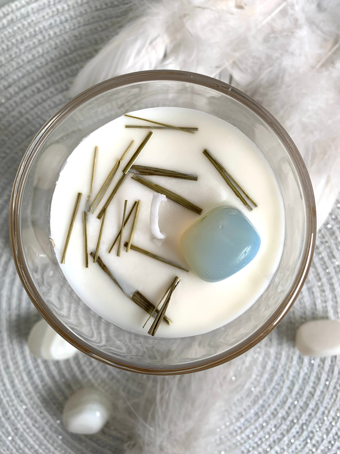 Selbstfürsorge Kristallkerze "BE PEACEFUL" mit Holzdeckel