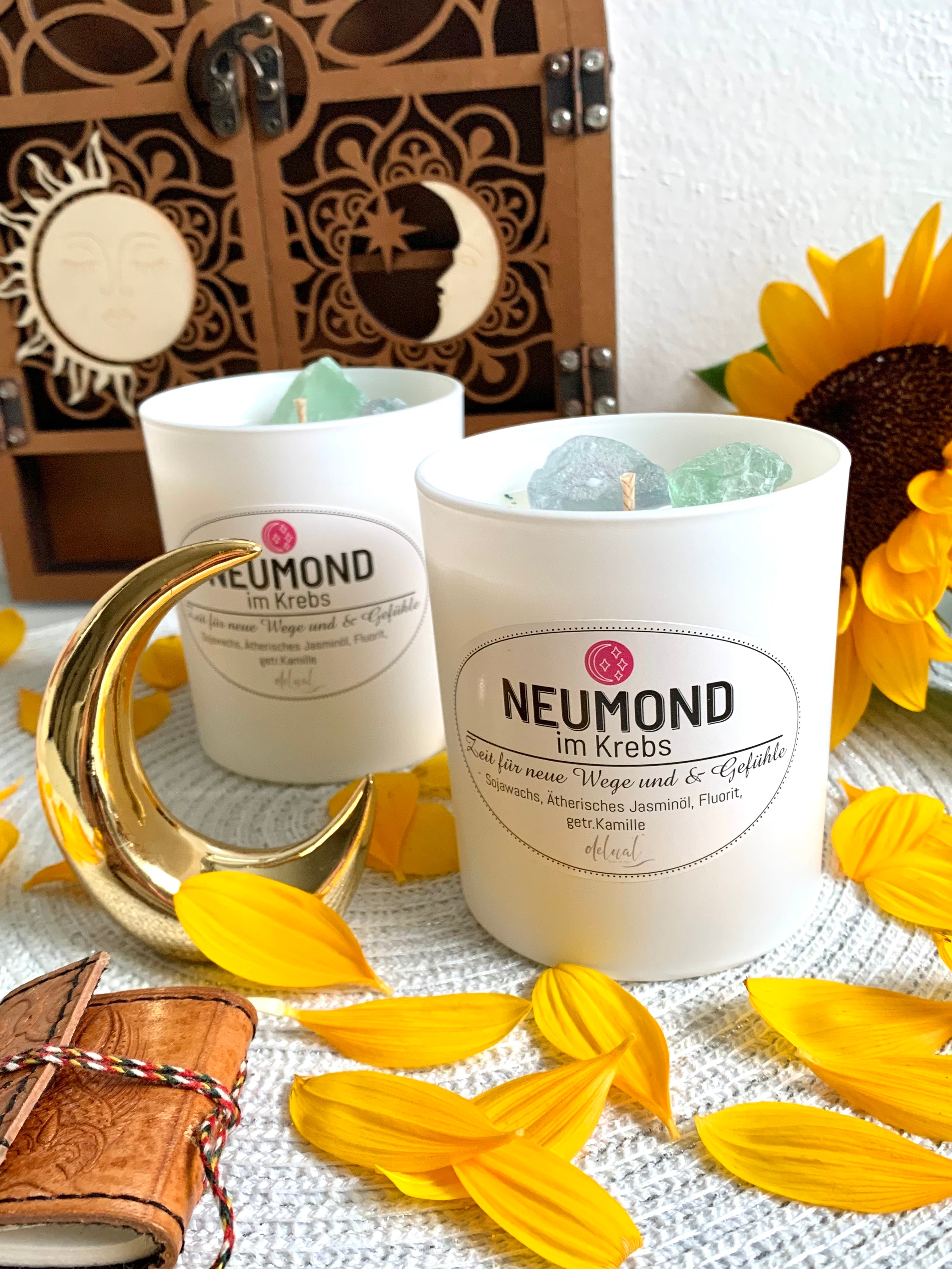 NEUMOND KRISTALLKERZE IM STERNZEICHEN KREBS, NEUE WEGE & GEFÜHLE