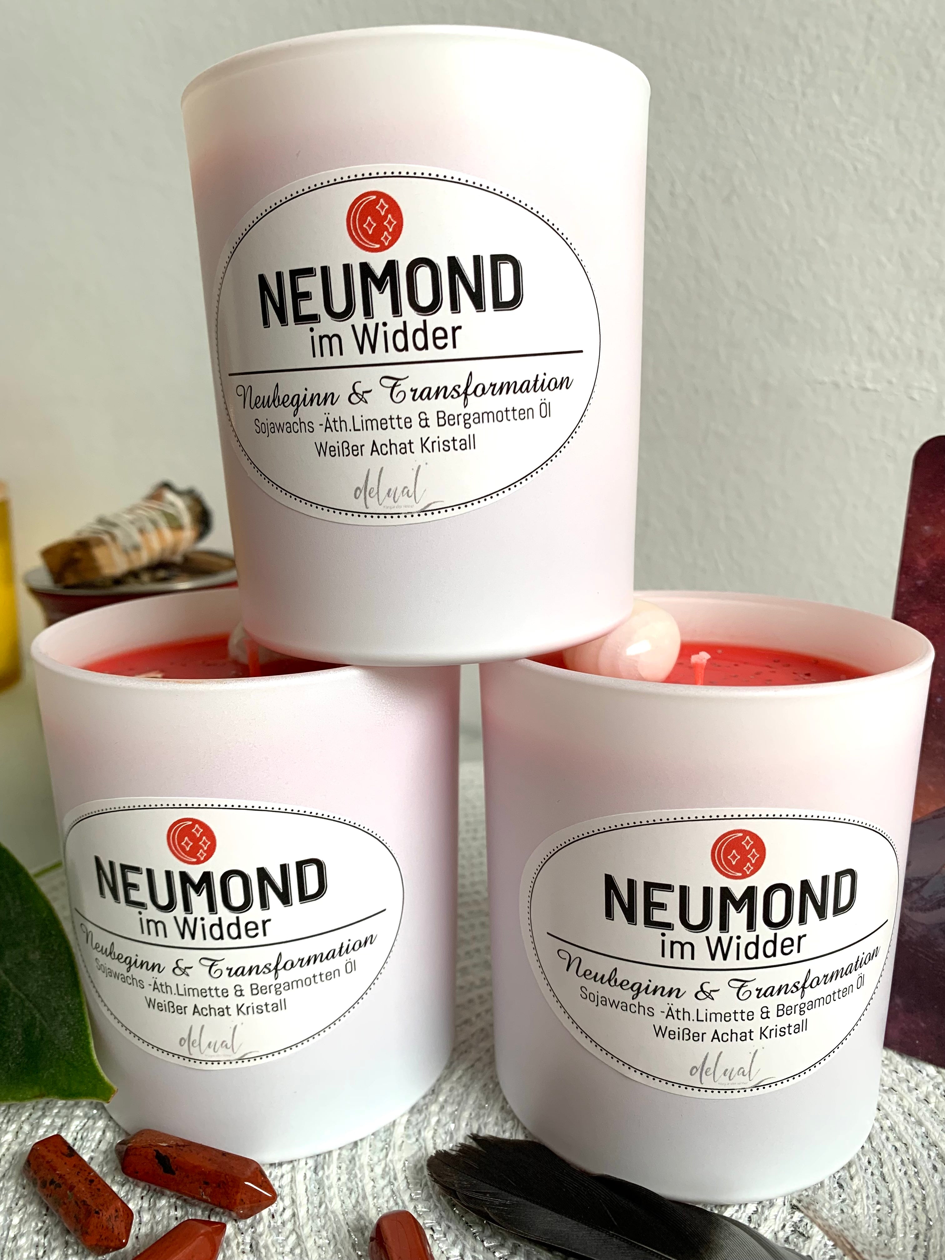 Neumond Kristallkerze im Sternzeichen Widder, Neubeginn & Transformation