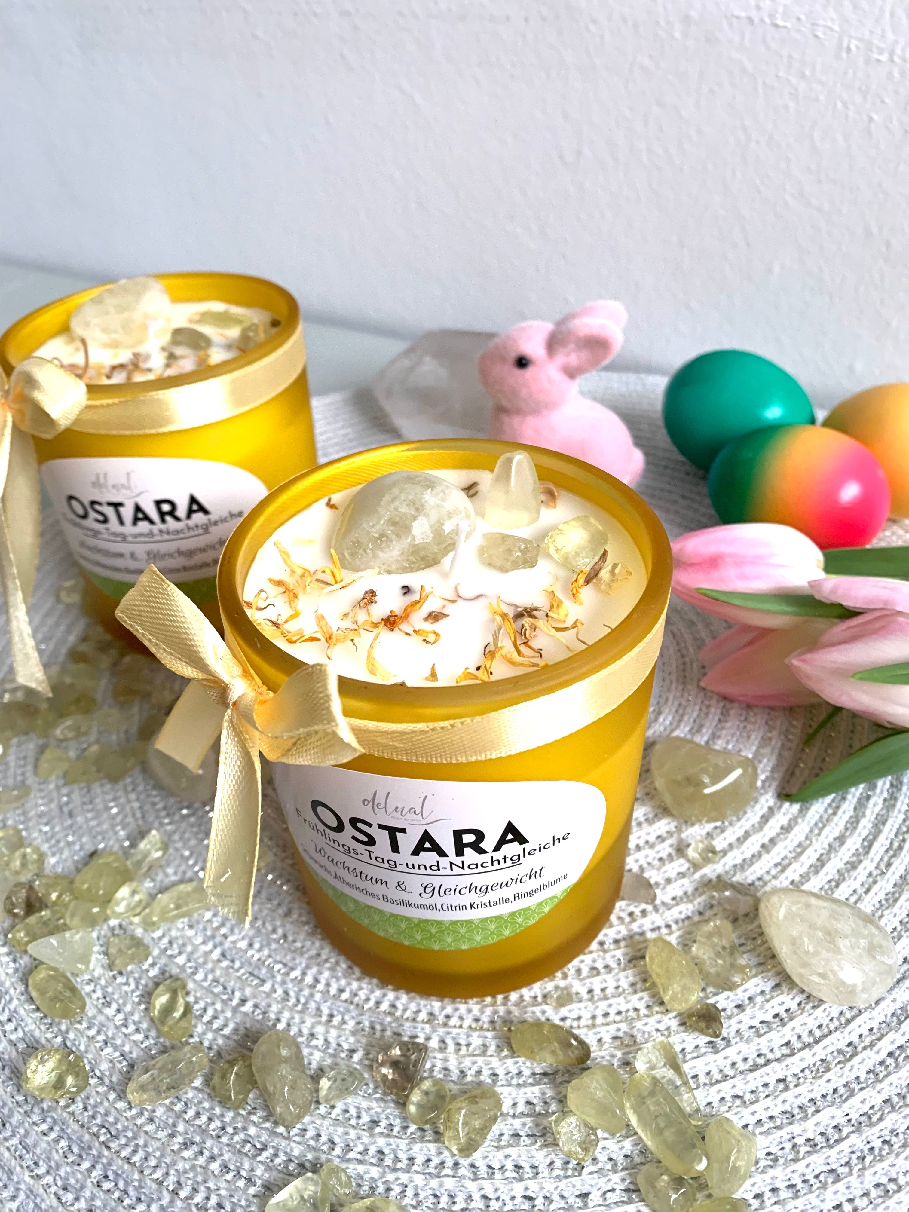 Jahreskreisfest Kristallkerze "OSTARA" Frühlings- Tag- und Nachtgleiche - Wachstum & Gleichgewicht