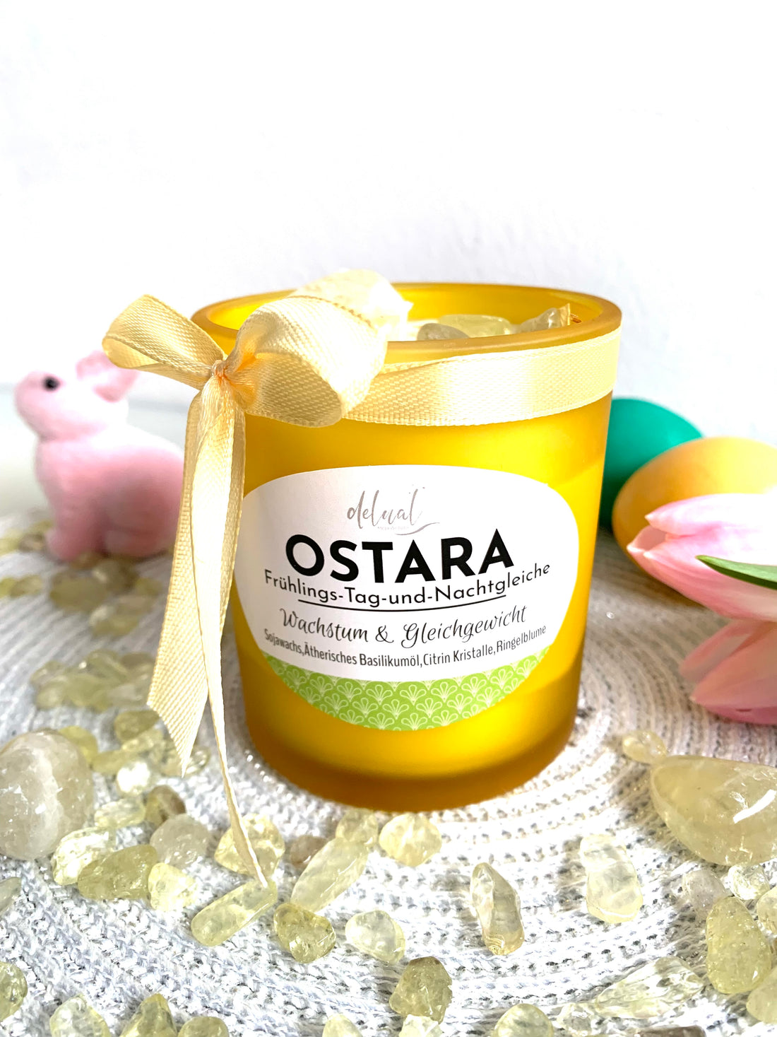 Jahreskreisfest Kristallkerze "OSTARA" Frühlings- Tag- und Nachtgleiche - Wachstum & Gleichgewicht
