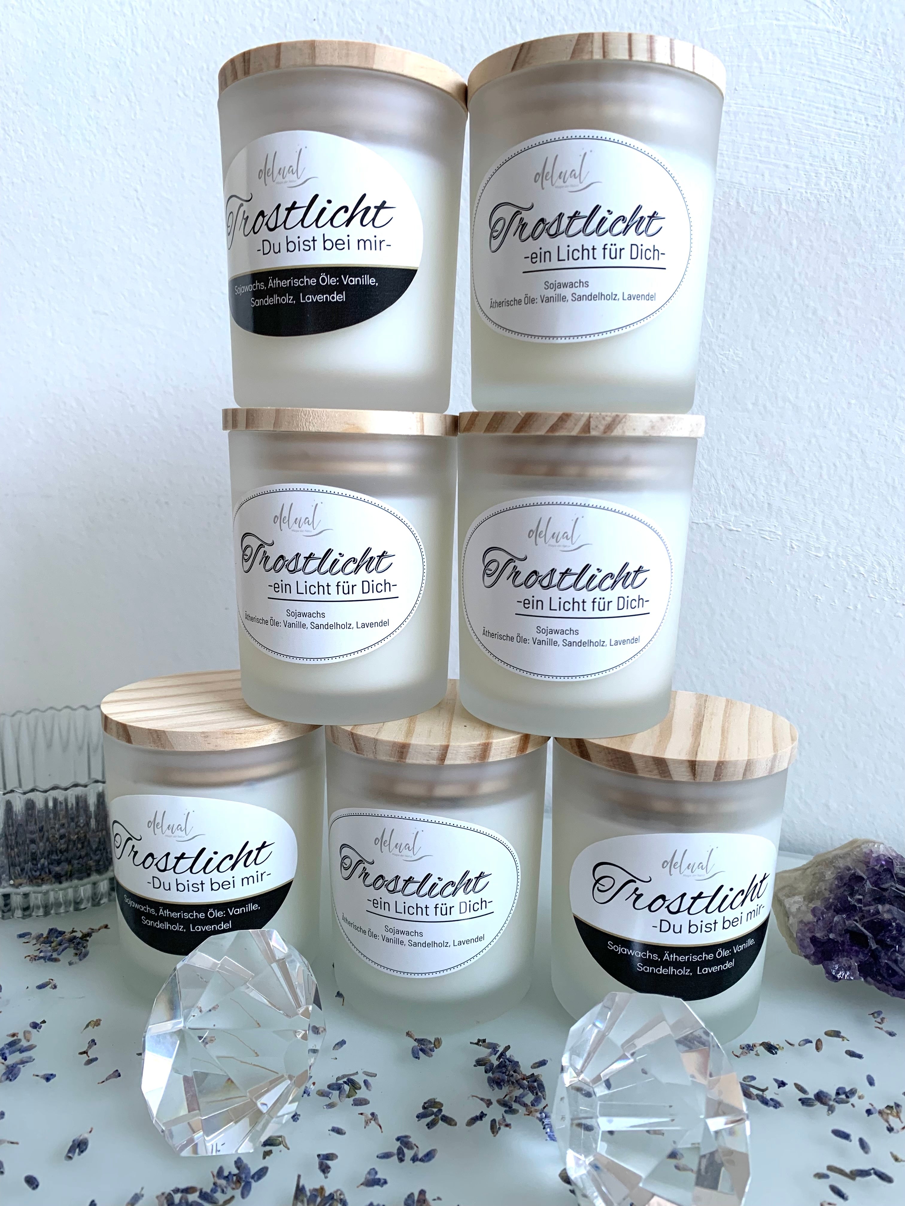 Trostlicht Kräuterkerze, Gedenkkerze, Trauerkerze, Beileidsbekundung