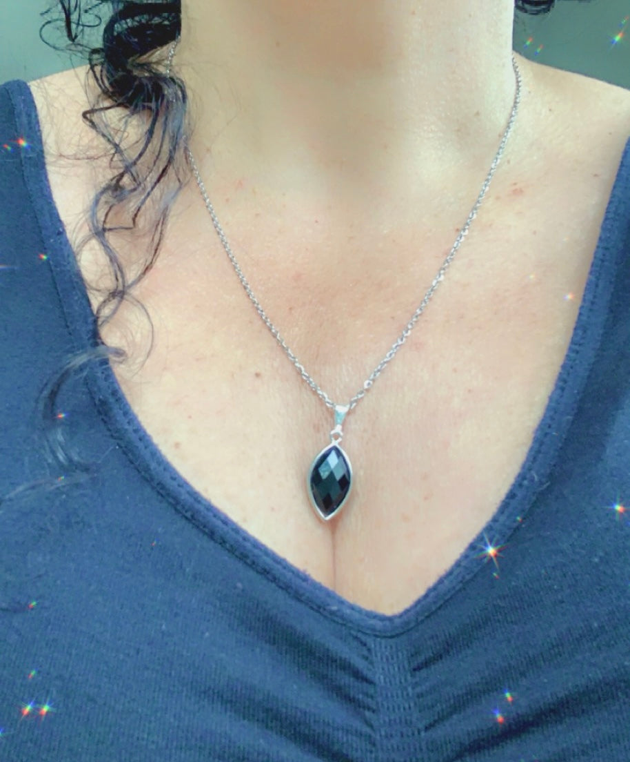 Schwarze Turmalin Halskette - Energieschutz