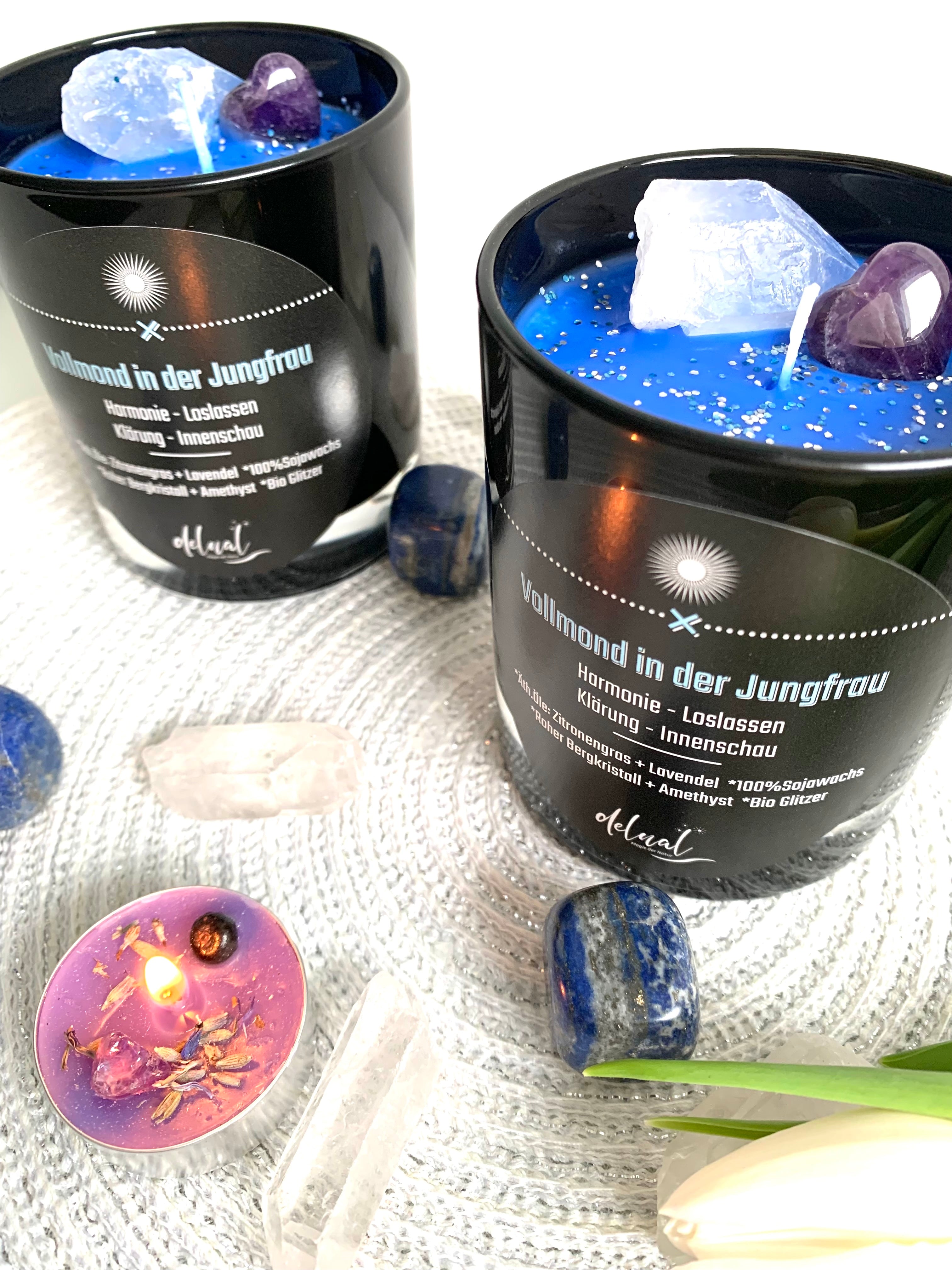 Vollmond Kristallkerze im Sternzeichen Jungfrau, Harmonie & Loslassen