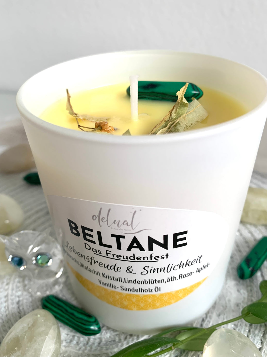 Jahreskreisfest - Kristallkerze "BELTANE" Lebensfreude & Sinnlichkeit