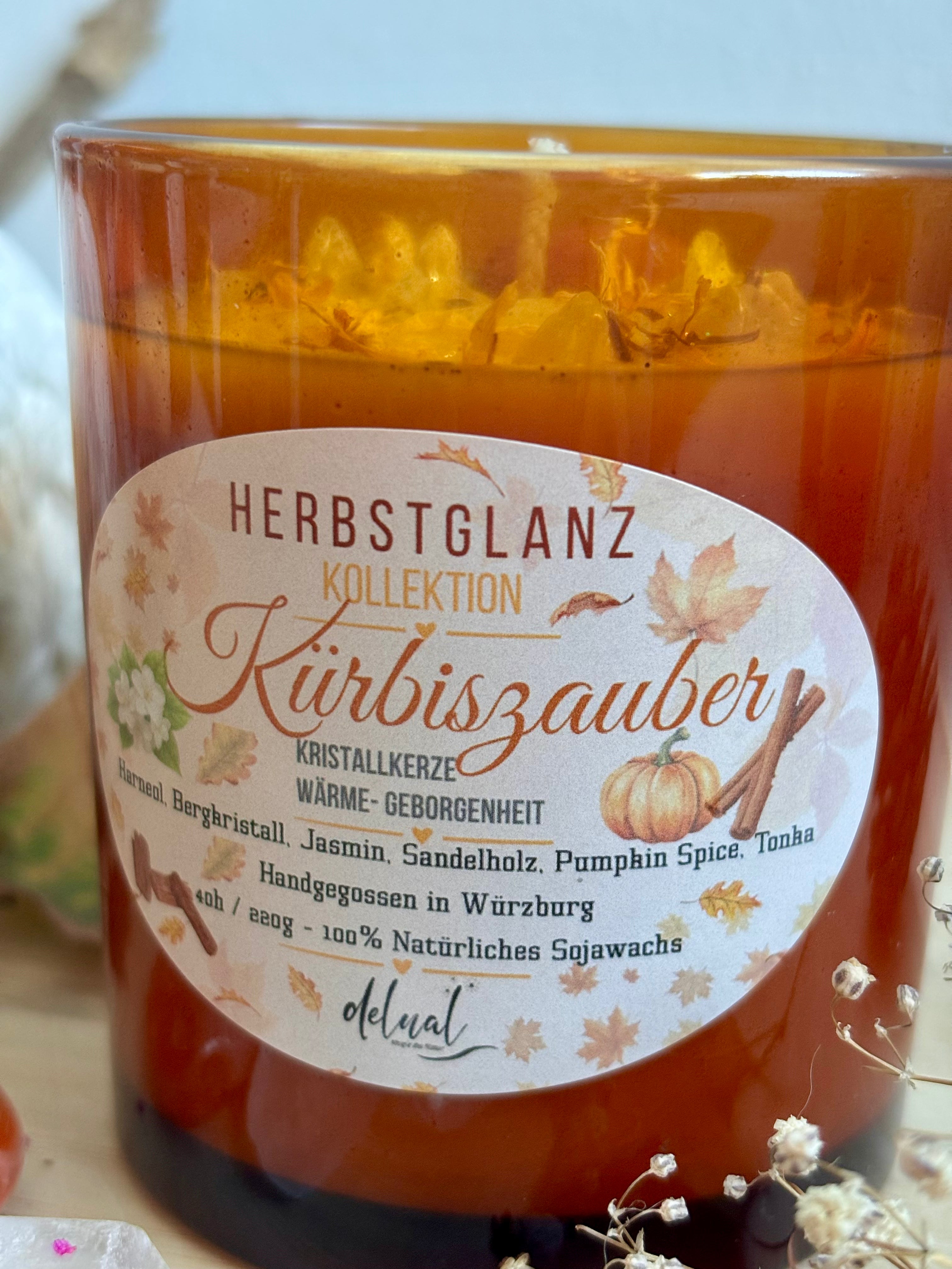 Herbstglanz Kristallkerze "KÜRBISZAUBERr"