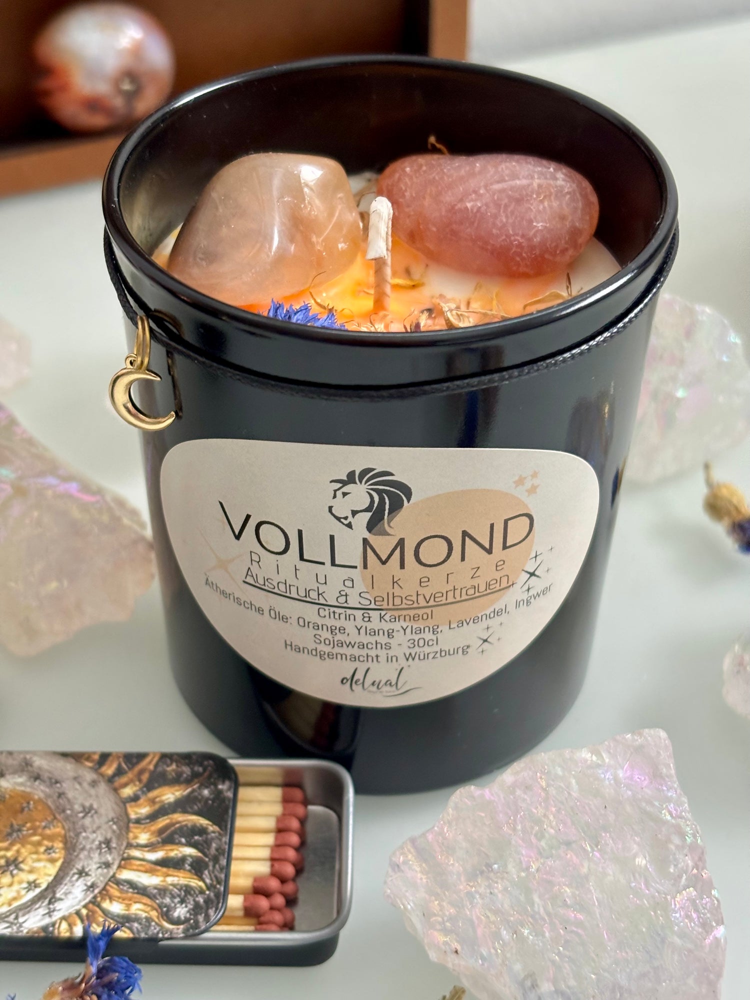 LÖWENMUT - VOLLMOND KERZE - Selbstvertrauen &amp; Ausdruck Ritual