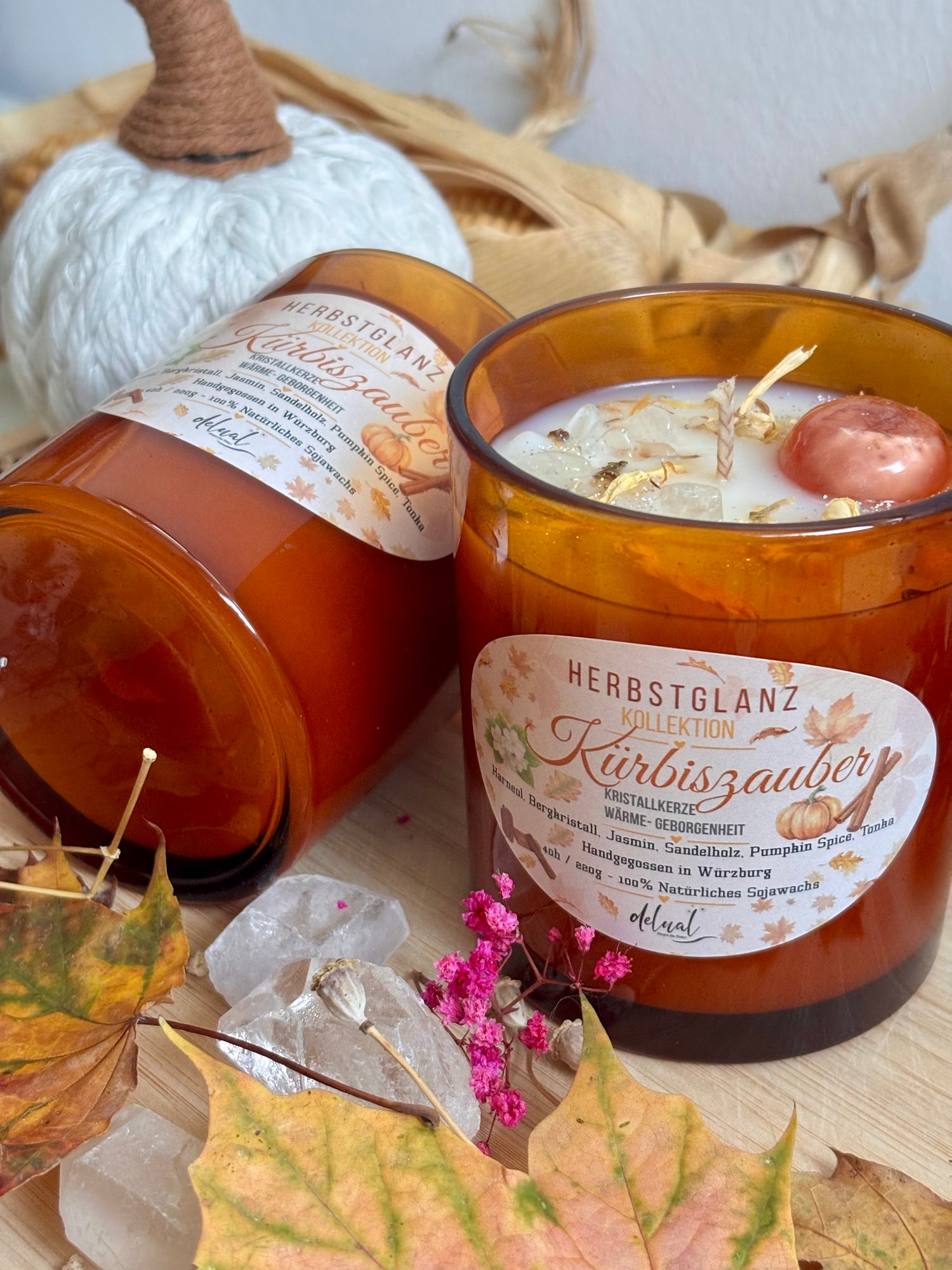 Herbstglanz Kristallkerze "KÜRBISZAUBERr"