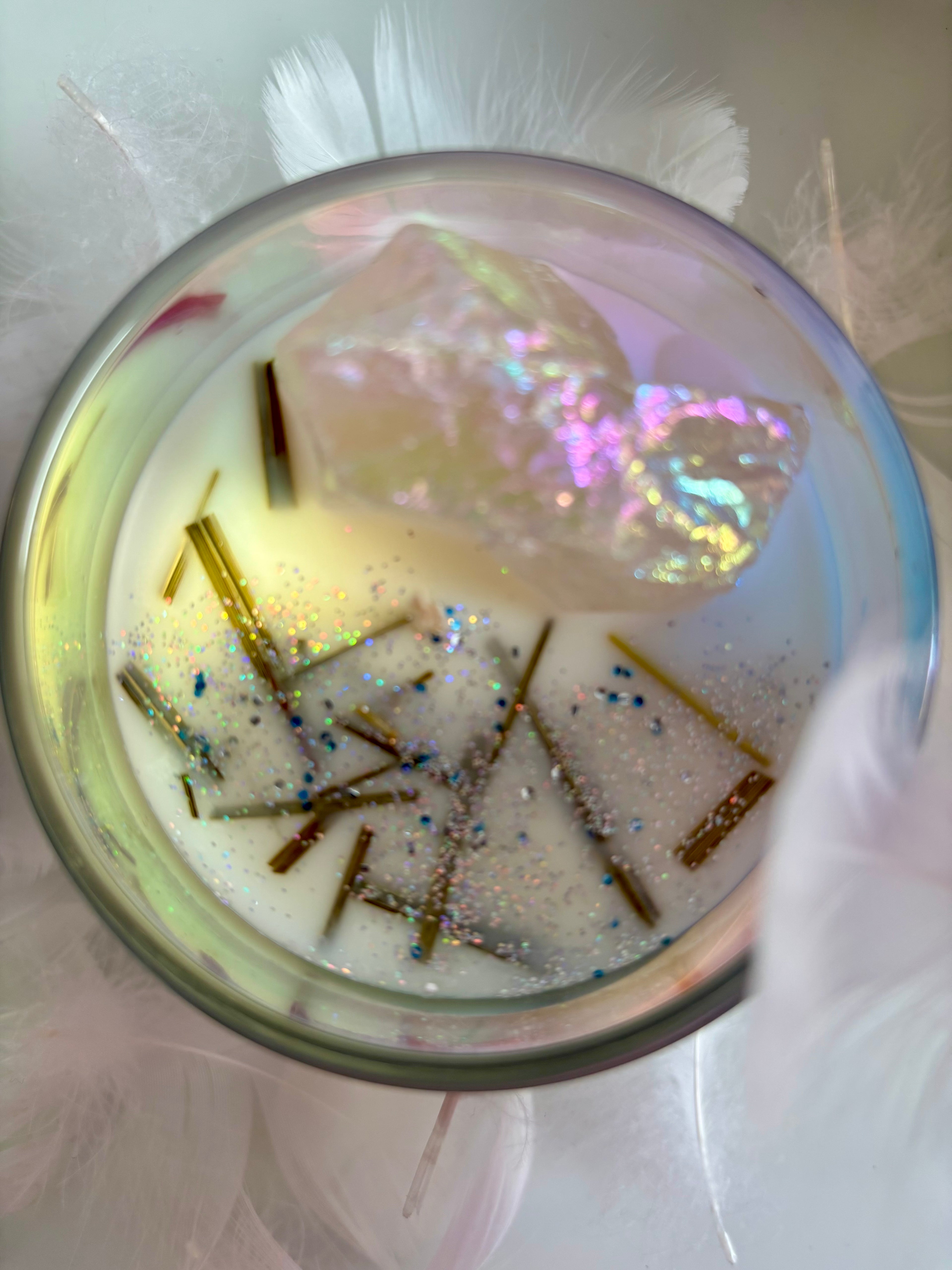 Angel Aura Ritualkerze - Handgemachte Kristallkerze aus Sojawachs - Divine Frequency