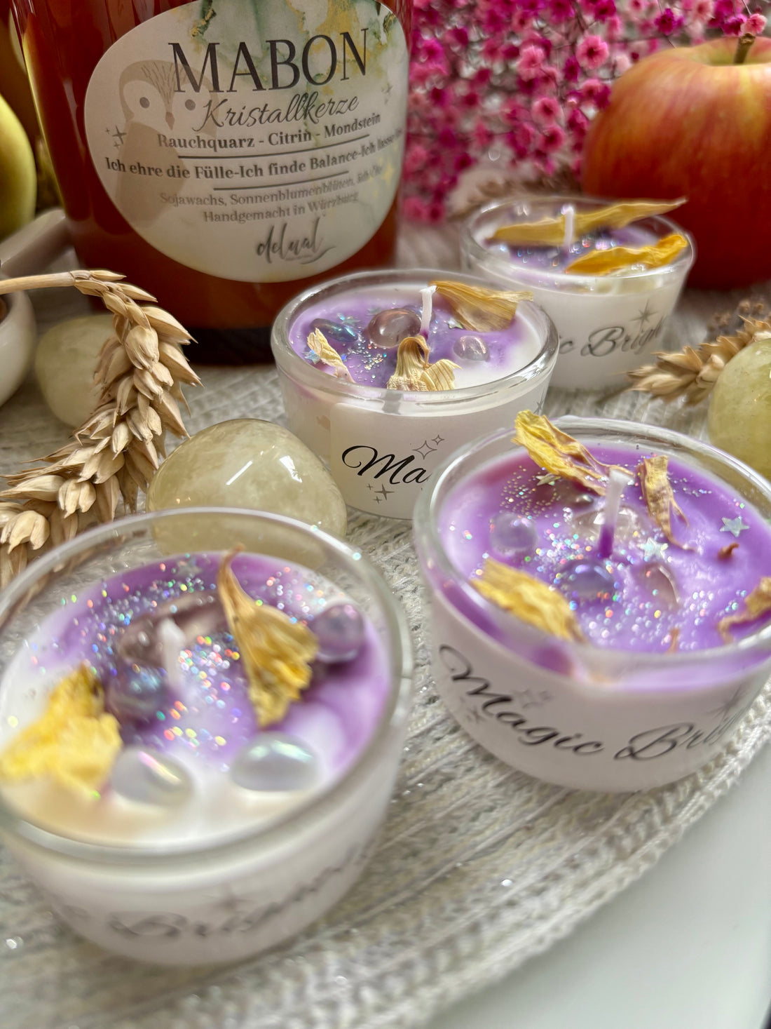 Magic Brights Teelicht Mabon, Mandarine Sojawachs Mondstein, limitiert