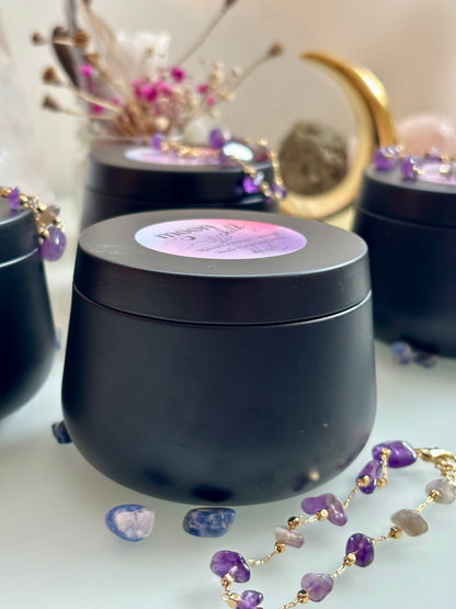 Moon Child Ritualset - Amethyst Armband &amp; Vanille-Jasmin Kerze für innere Magie
