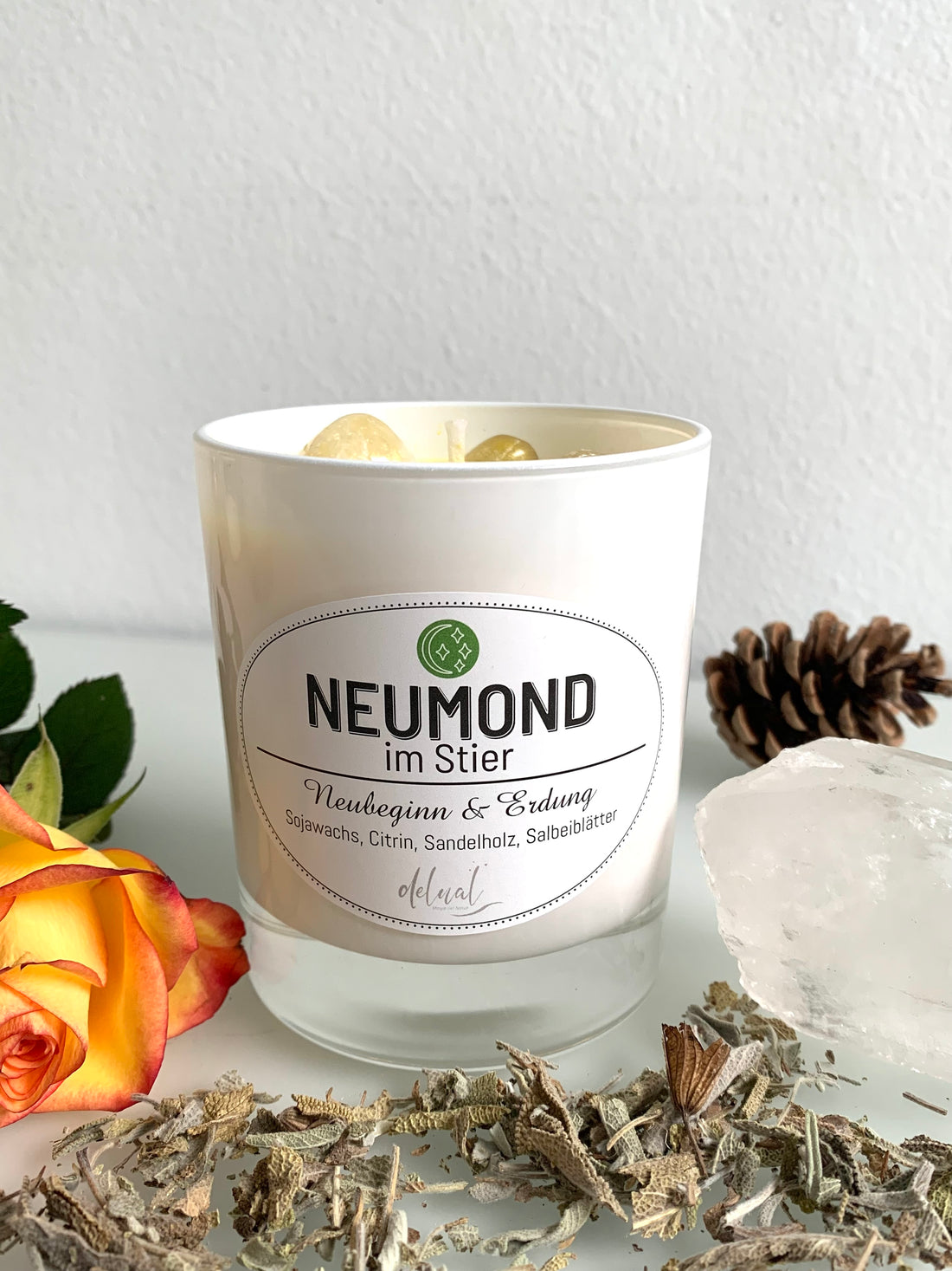 Neumond Kristallkerze im Sternzeichen Stier, Neubeginn & Erdung