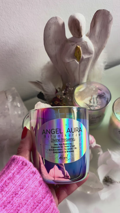 Angel Aura Ritualkerze - Handgemachte Kristallkerze aus Sojawachs - Divine Frequency